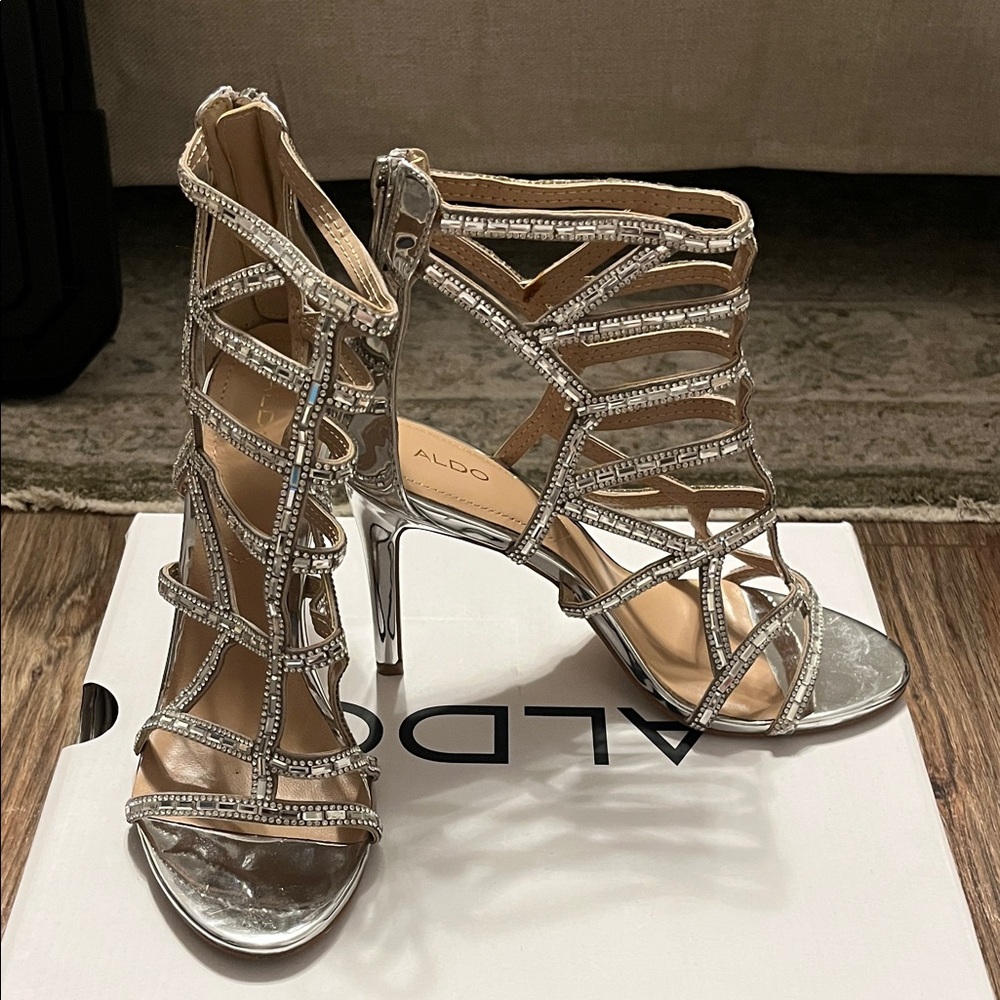 Aldo Metallic Strappy Heels